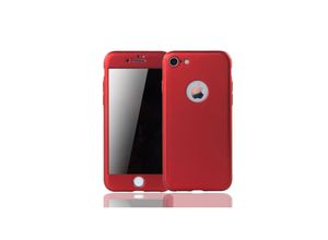 4251561405995 - Apple iPhone 8 Handy Hülle Schutz Case 360 Full Cover Panzer Schutz Glas Rot