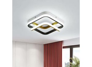 Image of Eckige Deckenleuchte, Moderne 23W 6000K LED Deckenleuchte (Kaltweißes Licht), Acryl Deckenleuchte für Balkon Schlafzimmer Korridor (Schwarz Gold)