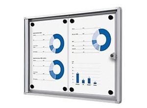 8595578316025 - SHOWDOWN Abschließbarer Schaukasten Magnetisch 491 (B) x 35 (H) cm Silber 2 x DIN A4