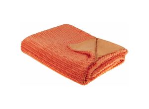 4255664804518 - Kuscheldecke Orange Polyester 150 x 200 cm Modern Skandinavisch Schlafzimmer Wohnzimmer Accessoire Deko Überwurf Wohndecke Sofadecke Tagesdecke