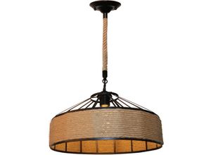 5704142158944 - Wottes - Kreative Persönlichkeit Kronleuchter Retro Hanfseil Jurte Pendelleuchte Schlafzimmer Wohnzimmer Dekoration Licht Ø40cm - Braun