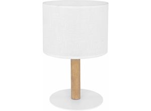 4251756314958 - Licht-erlebnisse - Nachttischlampe Stoff Holz wohnlich Bett Tischleuchte - Weiß gebürstetes Holz