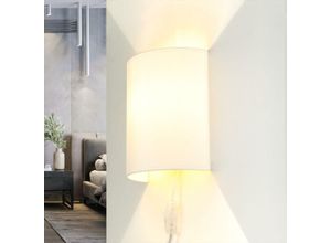 4251756365356 - Licht-erlebnisse - Wandlampe mit Kabel Schalter Stoff Weiß alice - Weiß