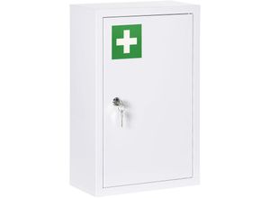 4255633514134 - Medizinschrank Apothekerschrank mit 3 Schichten Abschließbarer Arzneischrank Medikamentenschrank mit 2 Schlüsseln Wand-Medizinbox Stahl Weiß