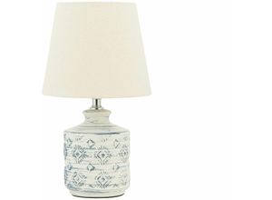 4260624111230 - Beliani - Tischlampe Beige Keramik 35 cm Stoffschirm Lampenfuß mit Muster Vasenform Kabel mit Schalter Retro-Stil - Beige