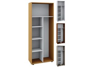 4051814352720 - Holz-Besenregal 6 Fächer Maße  70 x H 178 x T 40 cm Putzschregal ohne Türen - Vandol