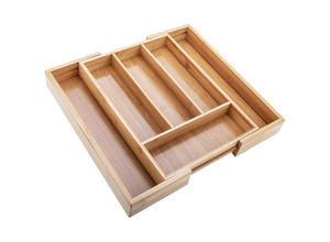 8434185408665 - PrixPrime - Ausziehbares Besteck-Organizer-Tablett aus Bambus