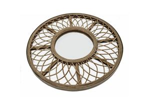 4262371530623 - Spetebo - Holz Rattan Wandspiegel Boho Chic - 51 cm - Naturfaser Spiegel Wand Hänge Deko