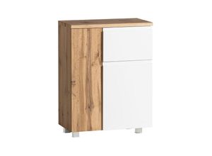 4066075084228 - Lomadox - Badezimmer Unterschrank 65cm in Wotan Eiche Nb mit weiß matt VASTO-03-WHITE b h t ca 40 79 35 cm - weiß