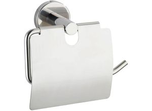 4008838202173 - Toilettenpapierhalter Bosio mit Deckel Edelstahl glänzend rostfrei Silber glänzend Edelstahl rostfrei glänzend - silber glänzend - Wenko