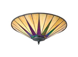 5016087901791 - Interiors 1900 - Interiors Dark Star - 2 Light Large Ceiling Flush Hell Dunkelbronze Bernstein Glas im Tiffany-Stil E27