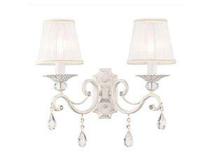 4260361981882 - - Grace Wandkerzenlampe Weiß mit Gold & Kristall 2 Lichter E14 4260361981882 - - Grace Wandkerzenlampe Weiß mit Gold & Kristall 2 Lichter E14