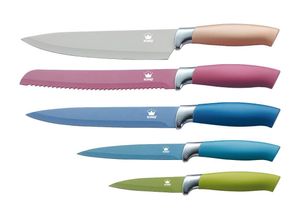 4019256018345 - Messer-Set KING Metallic Design Kochmesser-Sets bunt (grün hellblau mittelblau pink blassrosa) Küchenmesser-Sets Kochmesser-Sets