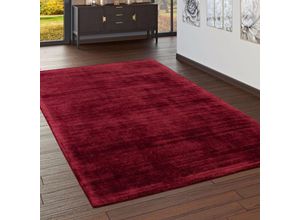 Image of Wohnzimmer-Teppich, Kurzflor-Teppich Handgearbeitet, Einfarbig In Rot 120x170 cm - Paco Home