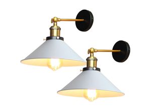 6091162340190 - 2 Stück Wandleuchte im Vintage-Stil Industri 240° Verstellbare Wandlampe Wandstrahler Licht mit Ø22cm Lampenschirm für Wohnzimmer Schlafzimmer