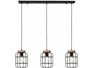 4004353379499 - Lampe Gwen Pendelleuchte 3flg Balken antik holz schwarz korund Metall Holz 3x A60 E27 40WNormallampen (nicht enthalten) - braun - Brilliant