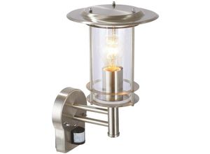 4004353031472 - BRILLIANT Lampe York Außenwandleuchte stehend Bewegungsmelder edelstahl 1x A60 E27 40W gf Normallampen n ent IP-Schutzart 44 - spritzwassergeschützt Mit einstellbarem Bewegungsmelder