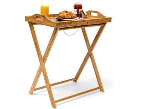 4052025191368 - Tabletttisch Bambus HxBxT 635 x 55 x 35 cm klappbarer Beistelltisch mit Tablett für Frühstück natur - Relaxdays