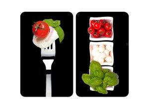 4008838798546 - - Herdabdeckplatte Universal Caprese 2er Set für alle Herdarten Mehrfarbig Gehärtetes Glas mehrfarbig Kunststoff (tpe) hellgrau Kunststoff