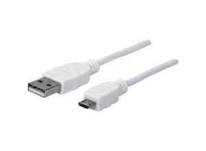 0766623324069 - USB-Kabel usb 20 usb-a Stecker USB-Micro-B Stecker 180 m Weiß UL-zertifiziert 324069 - Manhattan