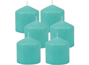 4059222055615 - Hs Candle - Stumpenkerzen Wachskerzen Ø8cm x 8cm ( 6er Pack ) Türkis - Lange Brenndauer Hergestellt in eu Kerzen Blockkerzen - Wachs Stumpen