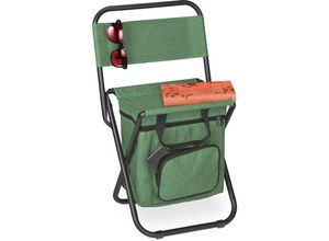 4052025367954 - Campinghocker mit Tasche faltbar mit Lehne Camping Garten tragbarer Klapphocker hbt 60x35x35 cm grün - Relaxdays