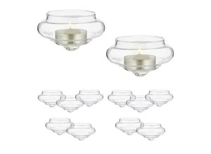 4052025458515 - Schwimmwindlicht 12er Set Teelichthalter Glas h x d 45 x 8 cm Schwimmschalen für Teelichter transparent - Relaxdays