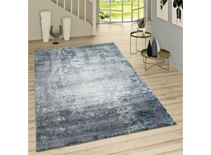 4061981007378 - Kurzflor Teppich Modern Orientalisches Muster Vintage Style Ombre Look Grau Blau 80x300 cm - Paco Home