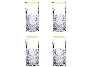 4252021382016 - Timeless Raki Gold 180cc 4er Cocktailglas 450ml Golden Touch Gläser-Set