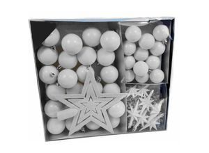 4260700654613 - Kunststoff Christbaumschmuck 45 Teile Set - weiß - Shatterproof Weihnachtskugeln bruchsicher - Tannenbaum Weihnachtsbaum Christbaum Zierschmuck