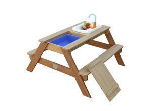 8717973930839 - Emily Sand & Wasser Picknicktisch mit Spielküchenspüle Braun