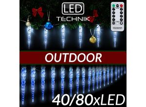 4250525371550 - Monzana - 40-80 led Eiszapfenlichterkette Fernbedienung 8 Leuchtmodi Timer IP44 Innen Außen Weihnachten Lichterkette Eiszapfen 115x5m 40 Eiszapfen