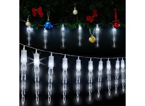 4250525347654 - - led Lichterkette Eiszapfen Eisregen Innen Außen Weihnachtsbeleuchtung 80 Eiszapfen led Blau