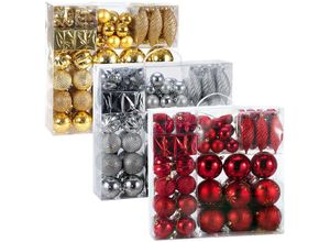 4250525328103 - - casaria® Weihnachtskugeln 103er Set Christbaumkugeln Weihnachtsbaumkugeln Weihnachtsbaumschmuck silber