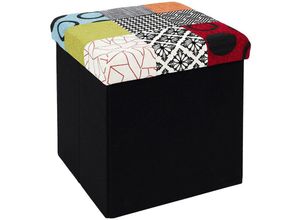 3664944172048 - The Home Deco Factory - Home Deco Factory HD6506 Hocker mit Aufbewahrungsbox zusammenlegbar Patchwork-Design zum Sitzen 2-in-1