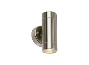 5017588315322 - Saxby Lighting Palin - Außenwandleuchte IP44 7W Gebürsteter Edelstahl & Klarglas 2 Licht Dimmbar IP44 - GU10