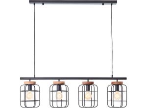 4004353411687 - Lampe Gwen Pendelleuchte 4flg schwarz stahl holz Aluminium schwarz 4x A60 E27 40 w - schwarz - Brilliant