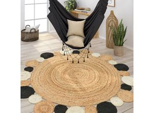 4061981193026 - Teppich Viborg 592 Teppiche Gr Ø 200 cm 13 mm 1 St schwarz Esszimmerteppiche handgefertigter Natur-Teppich Jute Boho Ethno