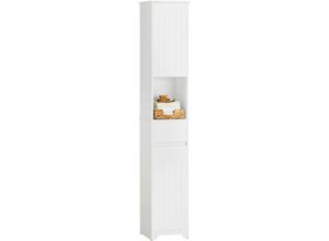 4251388625828 - Sobuy - BZR109-W Hochschrank Badezimmer Schrank Badschrank schmal Badregal Badezimmerschrank Badezimmermöbel Weiß bht ca 30x170x30cm