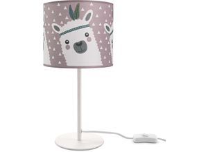 4251393965292 - Pacohome - Paco Home Kinderlampe led Tischlampe Kinderzimmer Lampe Mit Lama-Motiv Tischleuchte E14 Weiß Pink (Ø18 cm)