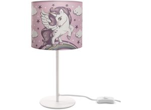 4251393963205 - Paco Home - Kinderlampe Tischlampe Kinderzimmer Einhorn Lampe Mädchen Tischleuchte E14 Weiß Pink (Ø18 cm)