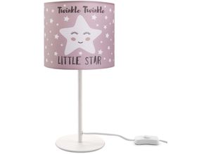 4251393965131 - Pacohome - Paco Home Kinderlampe led Tischlampe Kinderzimmer Lampe Sternen-Motiv Tischleuchte E14 Weiß Pink (Ø18 cm)