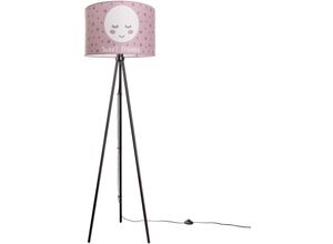 4251393949681 - Kinderlampe Stehlampe led Kinderzimmer Lampe Mit Mond-Motiv Deko Stehleuchte E27 Dreibeinig Schwarz Pink (Ø455 cm) - Paco Home