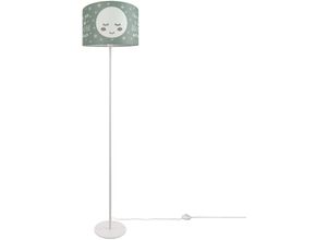 4251393949513 - Kinderlampe Stehlampe led Kinderzimmer Lampe Mit Mond-Motiv Deko Stehleuchte E27 Einbeinig Weiß Grau (Ø38 cm) - Paco Home