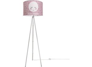 4251393949605 - Kinderlampe Stehlampe led Kinderzimmer Lampe Mit Mond-Motiv Deko Stehleuchte E27 Dreibeinig Weiß Pink (Ø455 cm) - Paco Home