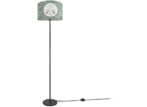 4251393949551 - Kinderlampe Stehlampe led Kinderzimmer Lampe Mit Mond-Motiv Deko Stehleuchte E27 Einbeinig Schwarz Grau (Ø38 cm) - Paco Home