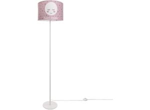 4251393949506 - Kinderlampe Stehlampe led Kinderzimmer Lampe Mit Mond-Motiv Deko Stehleuchte E27 Einbeinig Weiß Pink (Ø38 cm) - Paco Home