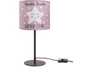 4251393965117 - Pacohome - Paco Home Kinderlampe led Tischlampe Kinderzimmer Lampe Sternen-Motiv Tischleuchte E14 Schwarz Pink (Ø18 cm)