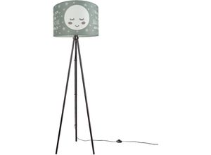 4251393949704 - Kinderlampe Stehlampe led Kinderzimmer Lampe Mit Mond-Motiv Deko Stehleuchte E27 Dreibeinig Schwarz Grau (Ø455 cm) - Paco Home