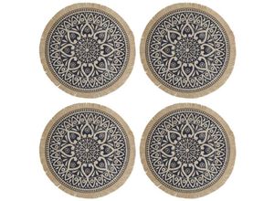 5057982072056 - Creative Tops Set de 4 runde Tischsets de Burlap mit Design de Mandala 41cm Blau